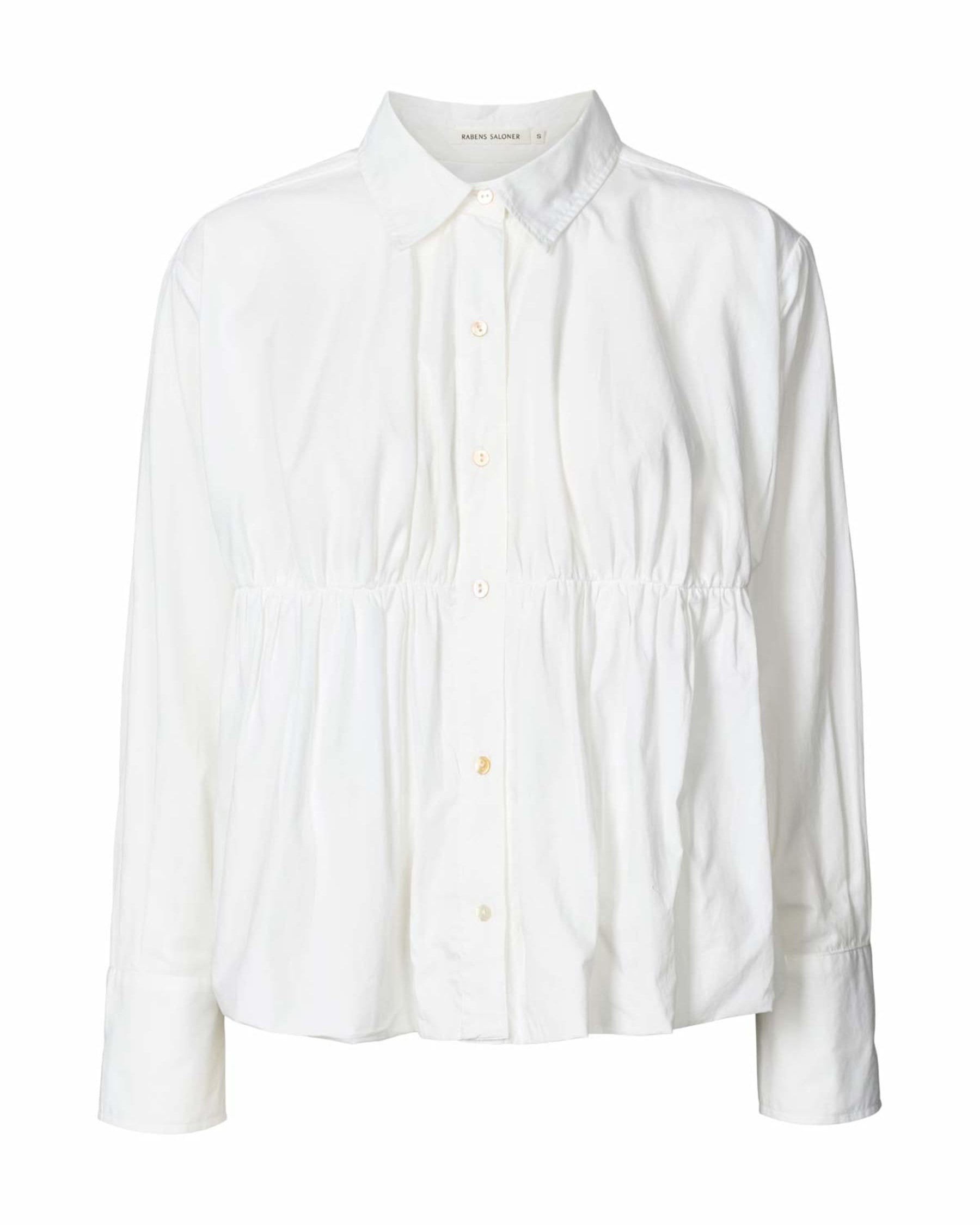 Sophie Poplin Puffed Hem skjorte - hvid